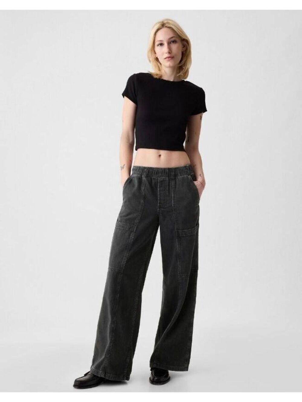 NWT Gap High Rise Utility Easy Jeans washed black